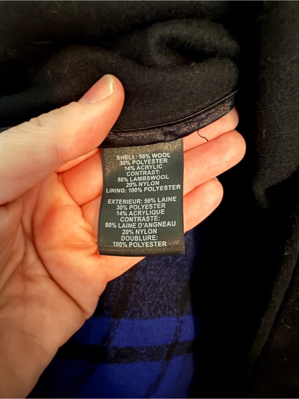 Pendleton Wool-Blend Black & Royal Blue Plaid Hooded Zip Cape - Picture 9 of 9
